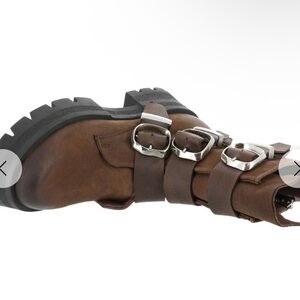 Steve Madden Brown Combat Boots with Silver Buckles